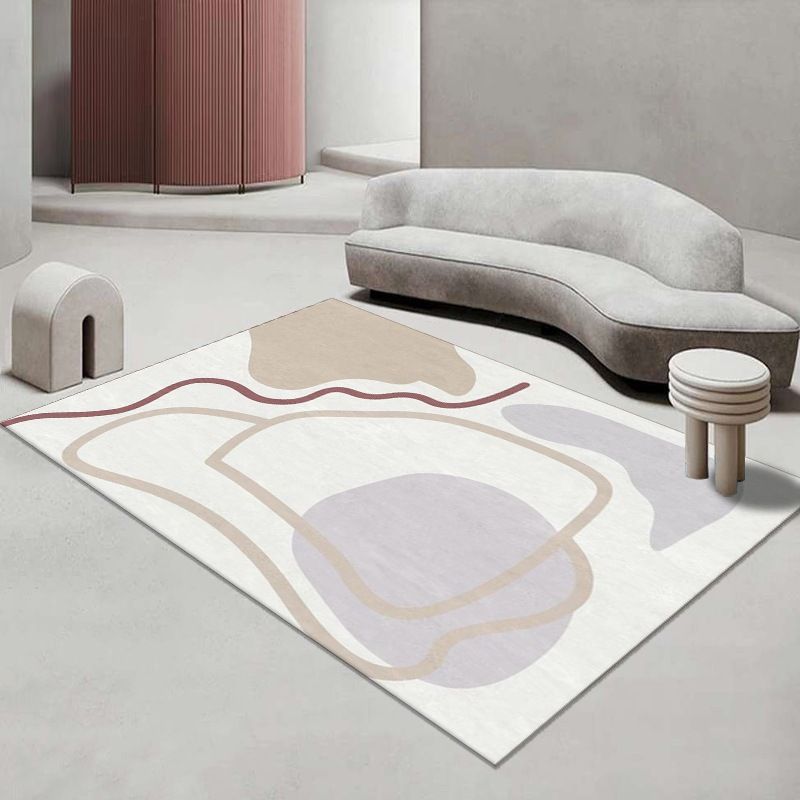 Light Pink Contrast Color Rug Polyester Nordic Rug Stain Resistant Rug for Home Decor