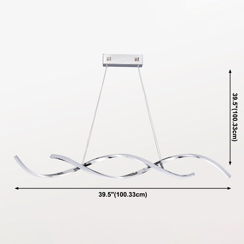 Moderne lineare Inselbeleuchtung Metalle 2 helle Insellichter in Silber
