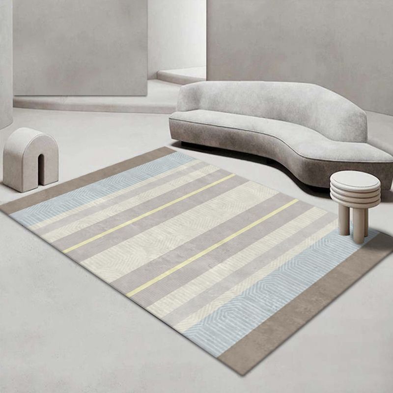 White Circle Rug Polyester Contemporary Rug Stain Resistant Rug for Living Room