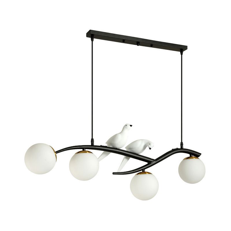 Modern Creative Globe Isola Light Iron Iron Firmine a 4 luci a 4 luci con tonalità di vetro