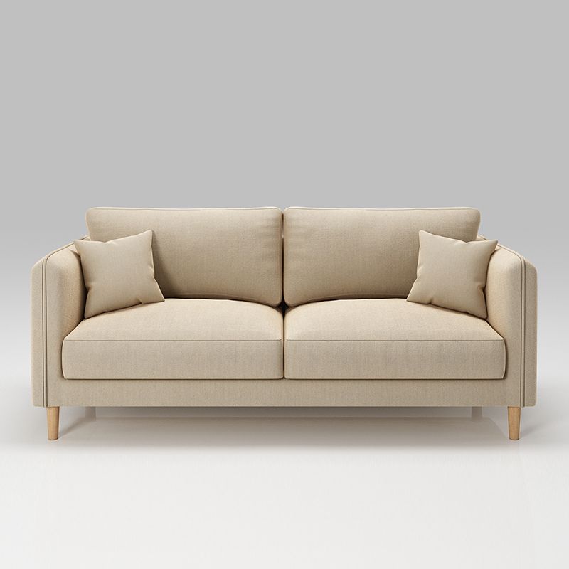 Scandinavian Loose Back Sofa 3-Seat Slipcovered Linen Square Arm Sofa