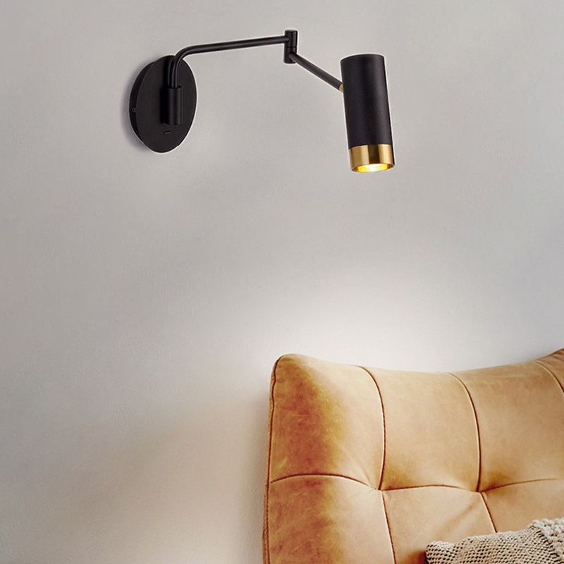 Black/White Single Modern Wall Mounted Sconce Metal Wall Light for Bedroom