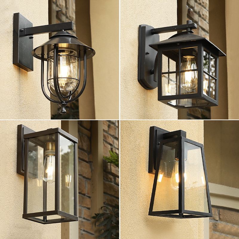 Geometrische klare Glas Wandleuchte Schatten Industrielles 1-Licht-Wandmontage Licht für den Außenbereich