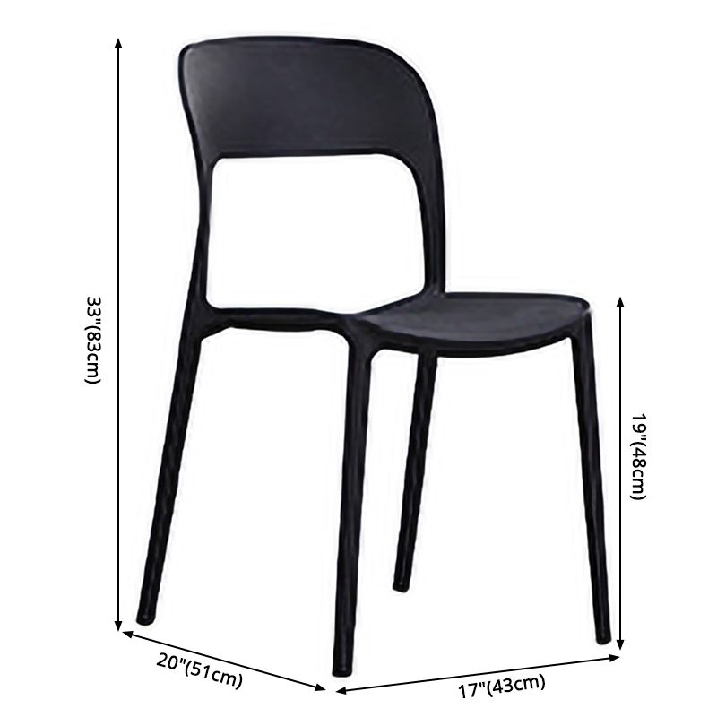 Scandinavian Armless Dining Chairs Plastic Indoor Open Back Side Chair