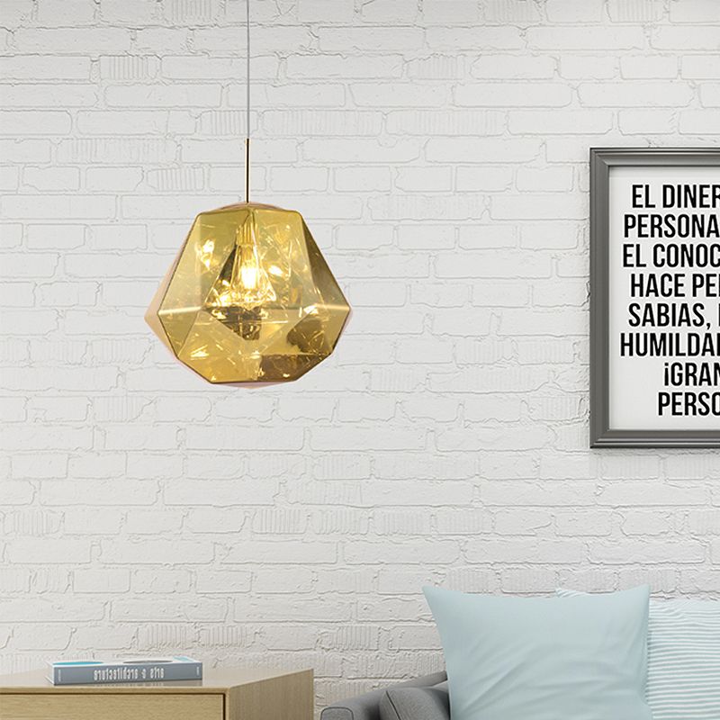 Modern 1 Light Pendant Lamp with Acrylic Shade Black/Silver/Blue Diamond Hanging Ceiling Light