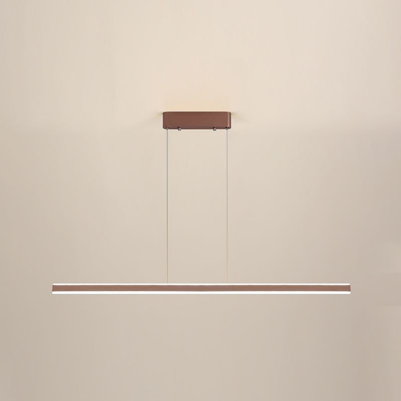 Modern Metal Island Lamps Linear 2-Head Restaurant Pendant Lights with Acrylic Shade