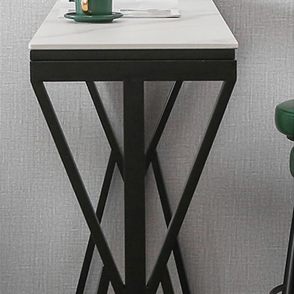 Modern Bar Dining Table Rectangle Bar Height Table with Double Pedestal in Black