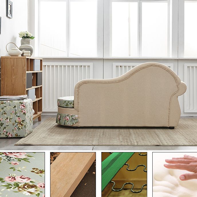 Traditional Removable Cushions Chaise Fabric Floral Chaise for Living Room