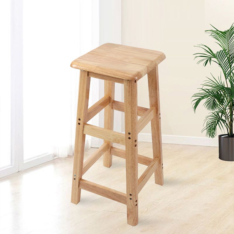 Modern Solid Wood Bar & Counter Stool Square Footrest Counter-height Stool for Shop