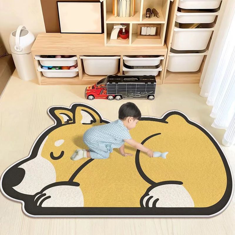 Modern Brown Rug Polyester Cartoon Pattern Rug Washable Rug for Home Decor