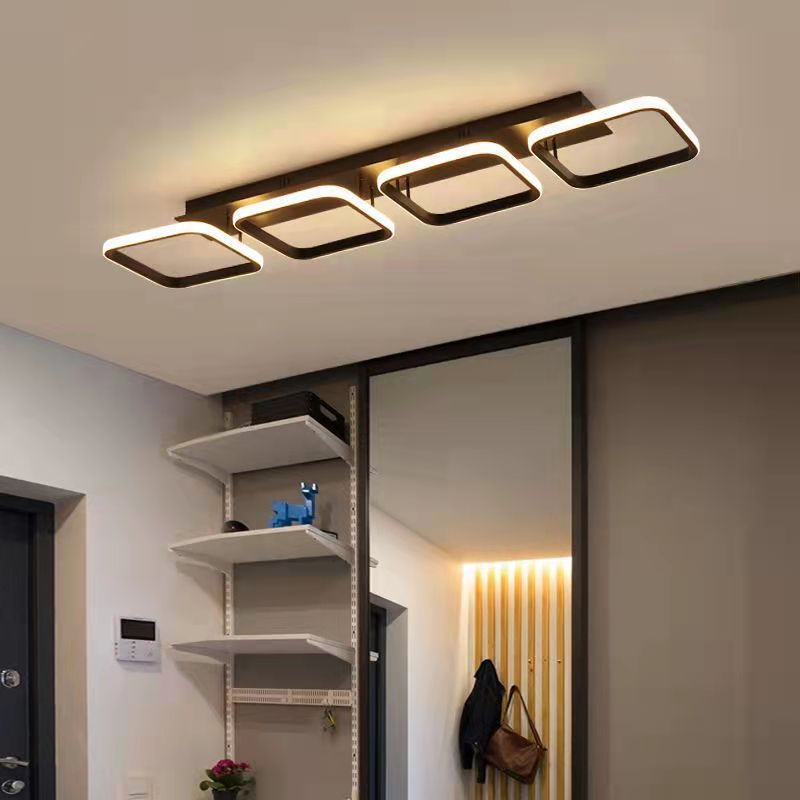Metall quadratische Schatten Flush Deckenleuchte moderne Multi -Leuchten Flush -Montierung in Schwarz