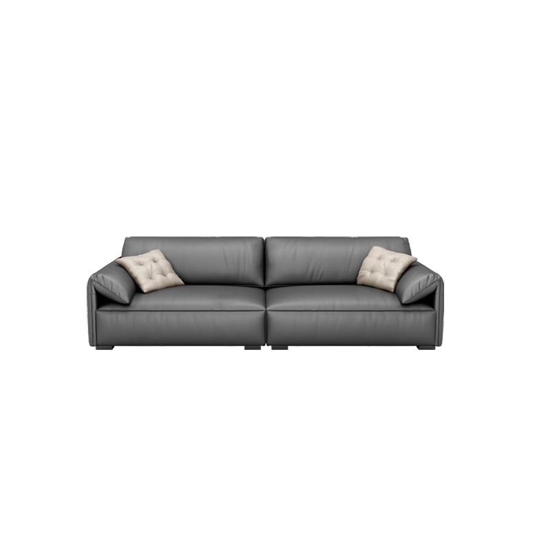 Stain Resistant Stationary Living Room Pillow Top Arm Standard Gray Sofa