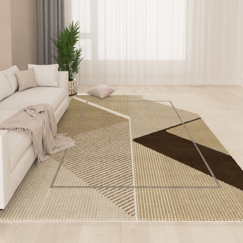 Brown Simple Carpet Polyester Line Carpet Stain Resistant Carpet for Drawing Room