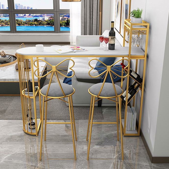 Contemporary Bar Dining Table 42-Inch Top Bar Height Table with Wine Storage