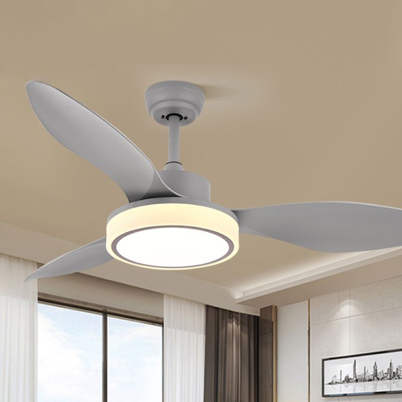 Cercle rustique semi-luminaire à luntin 48 "LED de large LED Metallique suspendu la lampe à fans en noir / gris, 3 lames