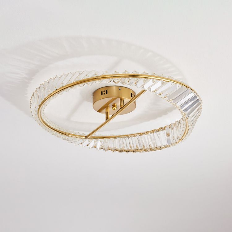 Plafonniers modernes dorés, éclairage de plafond encastré à LED avec abat-jour en cristal