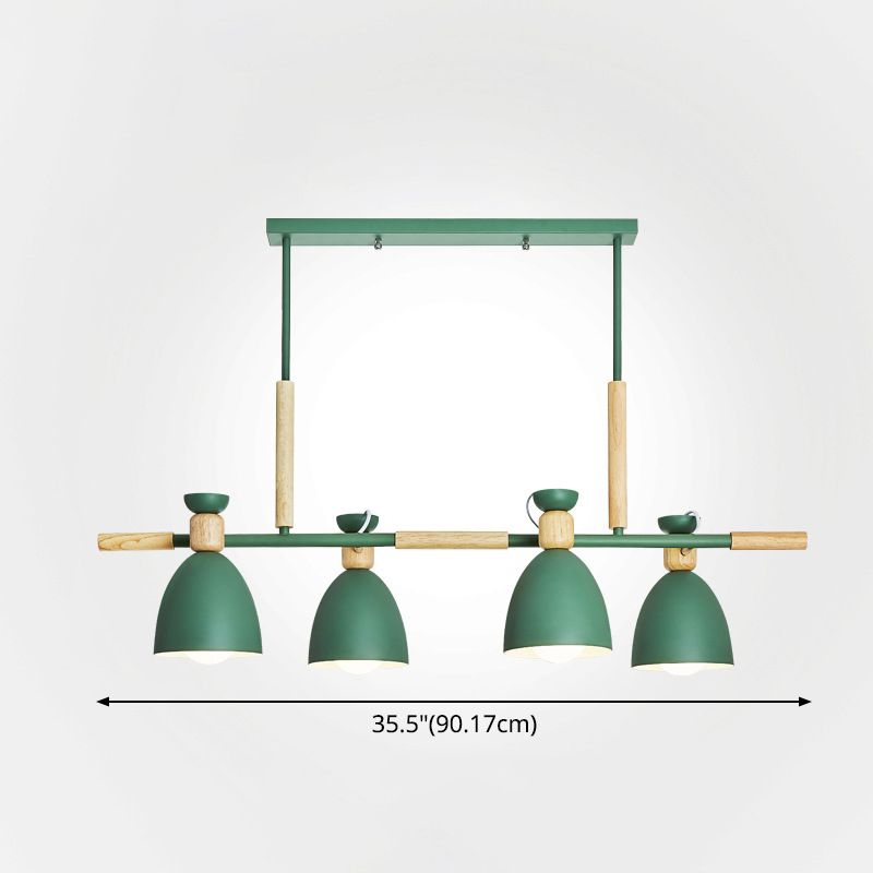 Lights Island Linear colgante lineal estilo nórdico tazón de metal iluminación con detalle de madera