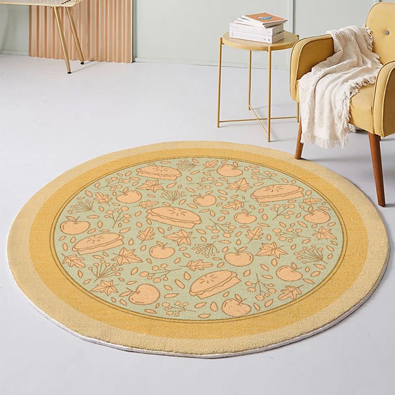 Navy Modern Rug Polyester Circle Rug Stain Resistant Rug for Living Room