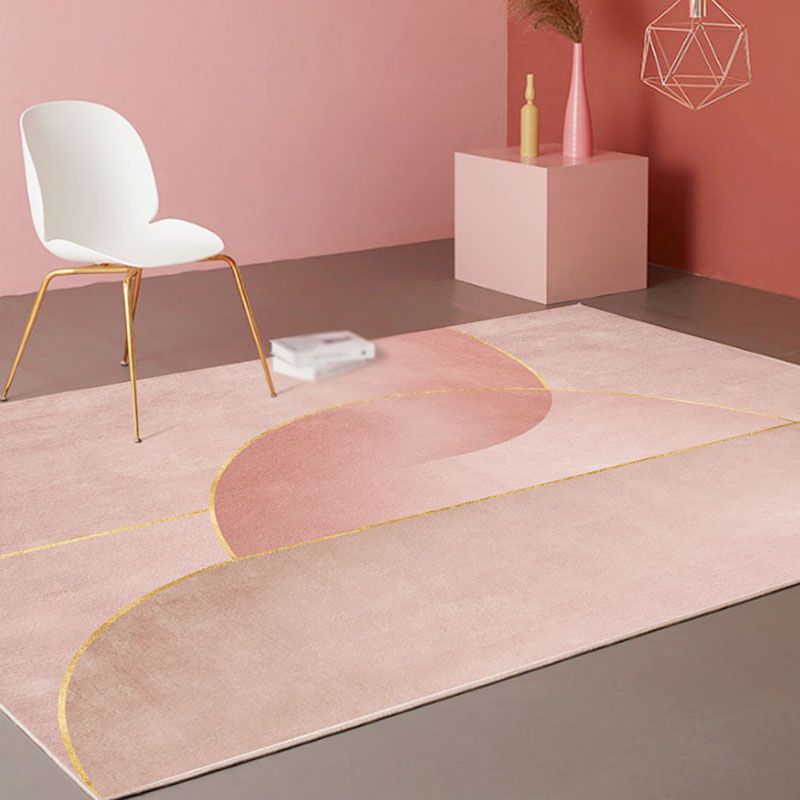 Pink Casual Carpet Polyester Color Block Carpet Non-Slip Backing Carpet for Living Room