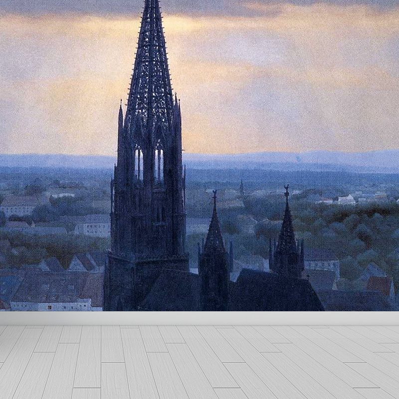 Blue City Buildings Mural Wallpaper for Decoration Modern Playroom Wall Covering