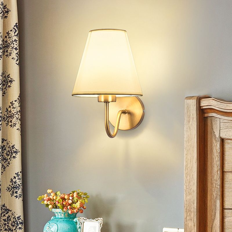 American Style Vanity Light Cone Shape Vanity Lamp with Fabric Shade for Living Room