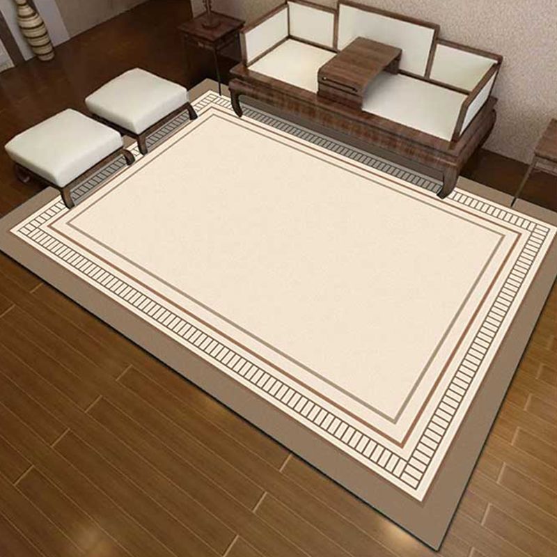 Oriental Solid Carpet Polyester Area Rug Non-Slip Backing Indoor Carpet for Home Decoration