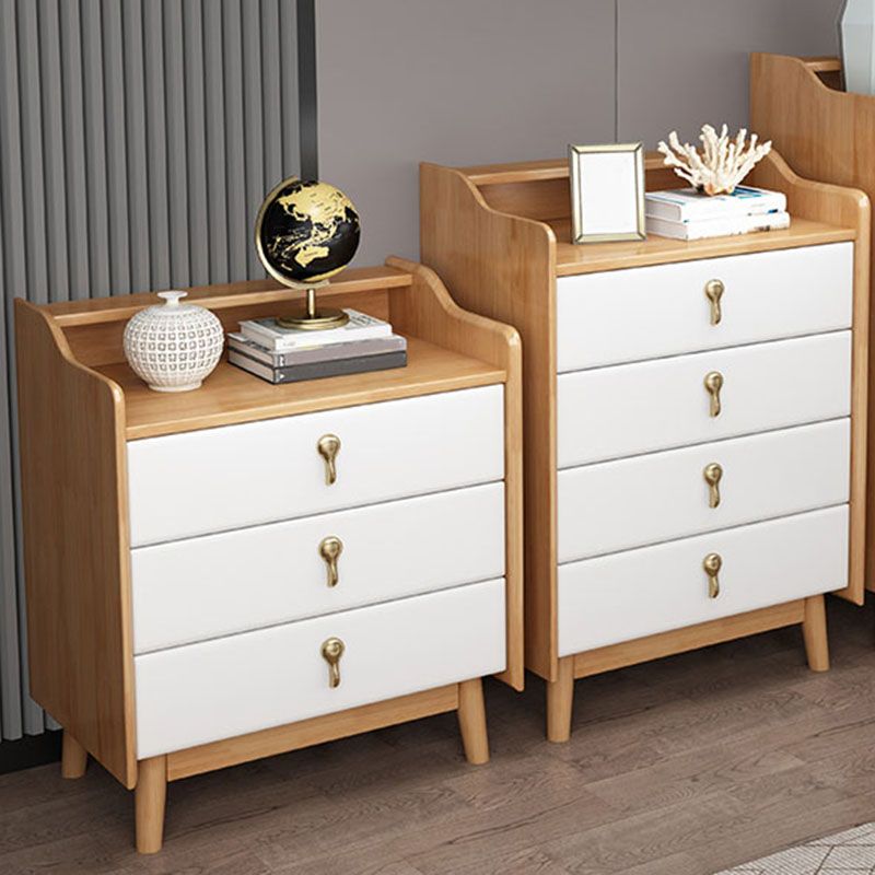 Glam Rubber Wood Bedroom Storage Chest Vertical Chest with Drawers