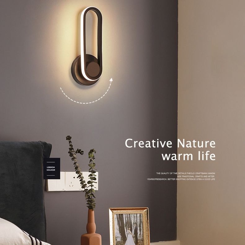 Modern Creative LED Rotatable Wall Lamp Wrought Iron Oblong Wall Sconce with Silicone Shade