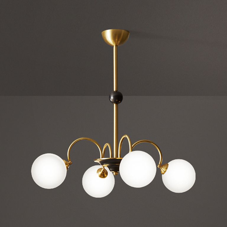 Gold Chandelier Light Fixtures Modern Multi-Head Hanging Pendant Lamps with Glass Shade