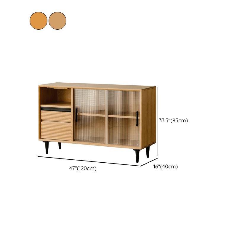 Nordic Solid Wood Storage Sideboard Cabinet with Glass Doors