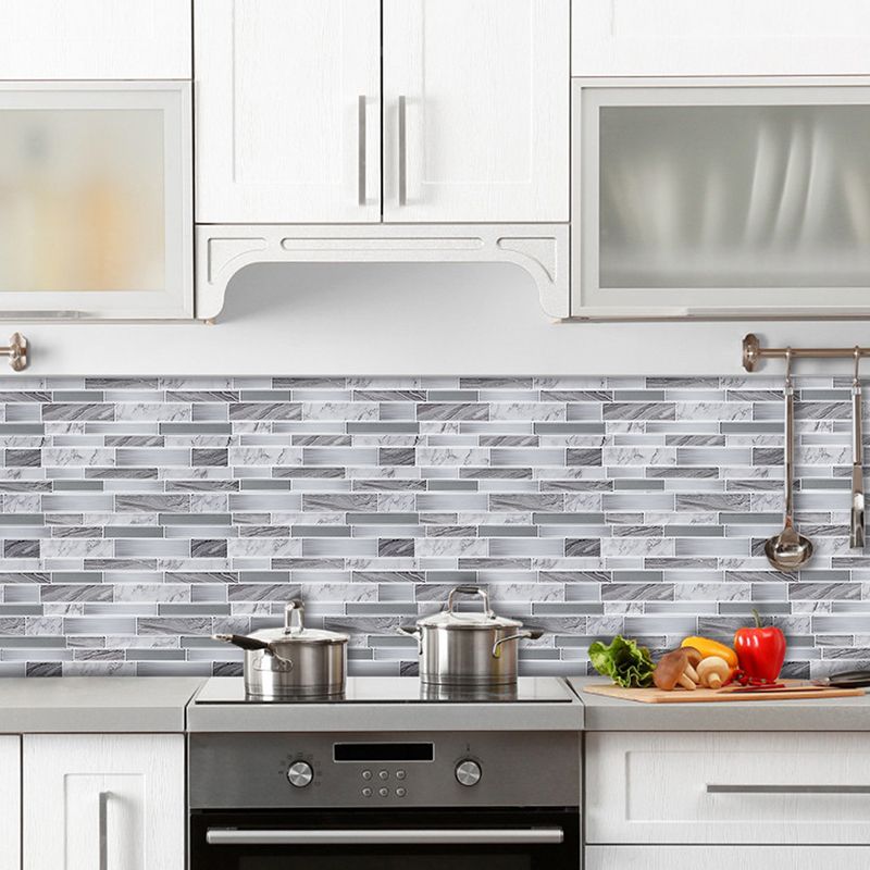 Grey Marble Brick Wallpaper Panels Mosaic Cottage Adhesive Wall Covering for Kitchen