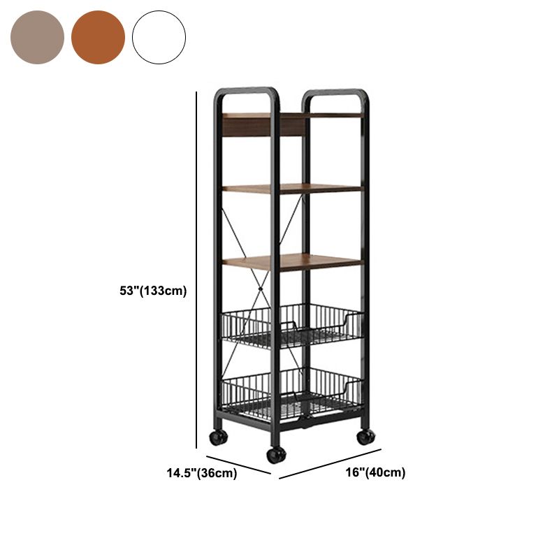 14.1" Wide Modern Bookcase Wood and Metal Multi Tiers Standard Shelf Bookcase for Office