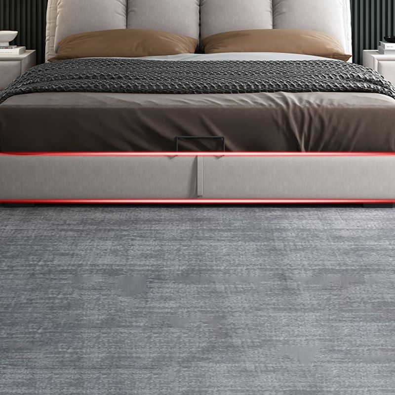 Scandinavian Wood Panel Bed with Faux Leather Rectangular Headboard