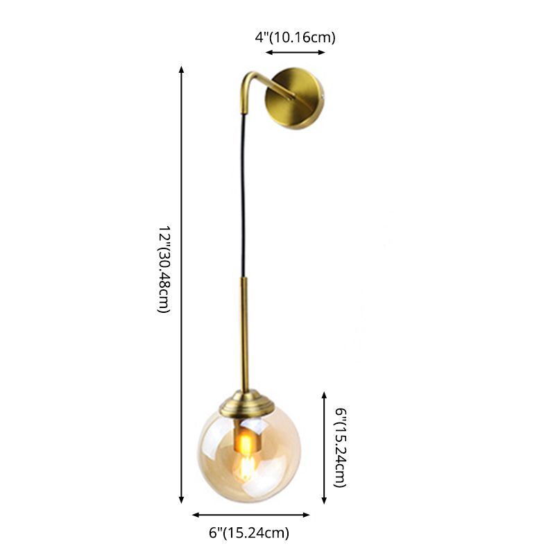 Modernism Simplicity Glass Wall Lamp Adjustable Suspension Wire Design Single Bulb Orb Sconce Light for Bedroom