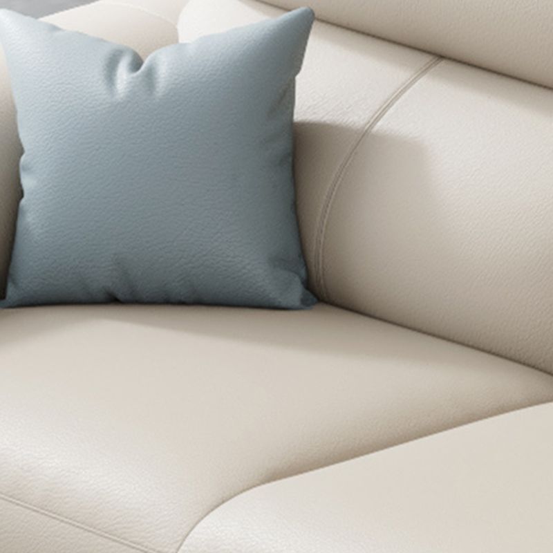 Contemporary Faux Leather Stationary Living Room Recessed Arm Sofa Chaise