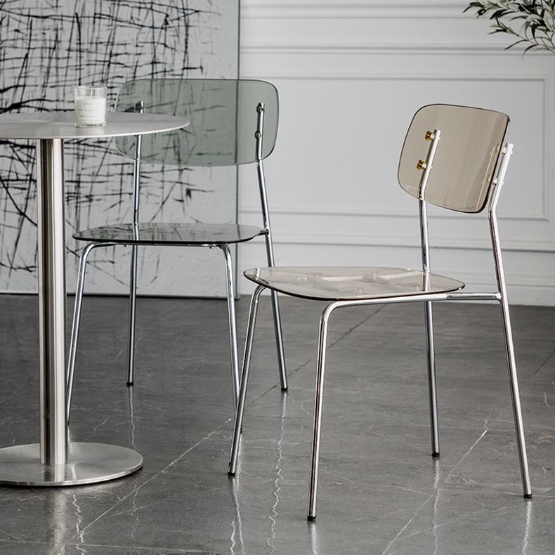 Glam Style Plastic Dining Armless Chairs Stacking Open Back Dining Chair