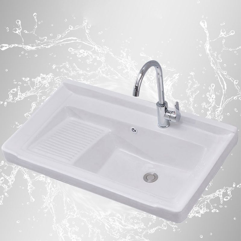 Single Sink Vanity Set Freestanding Rectangle 2 Doors Wood Bath Vanity