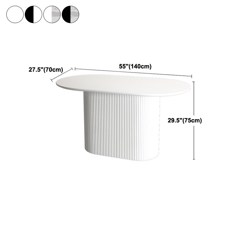 Oval Sintered Stone Dining Table Modern Home Dining Table with Wood Pedestal Base