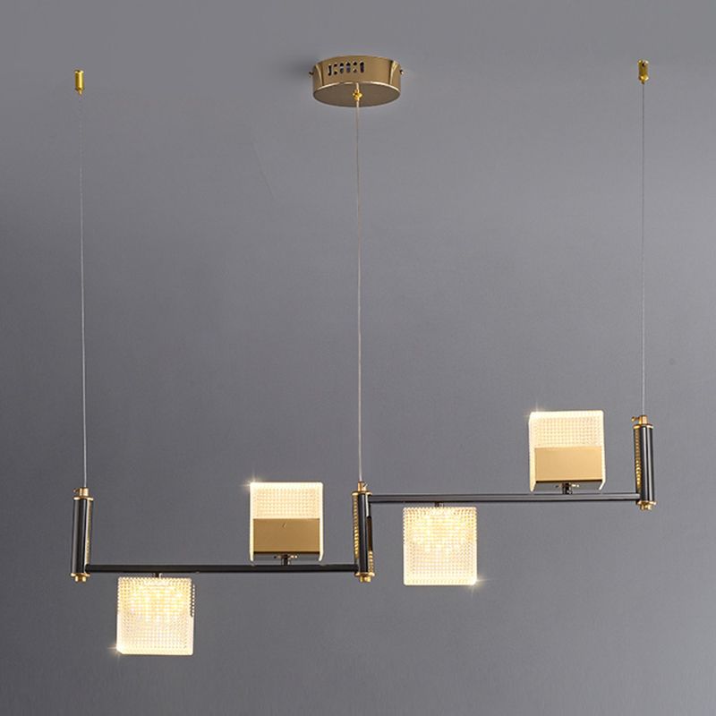 4-Light Cube Island Lights Contemporary Acrylic Island Ceiling Light