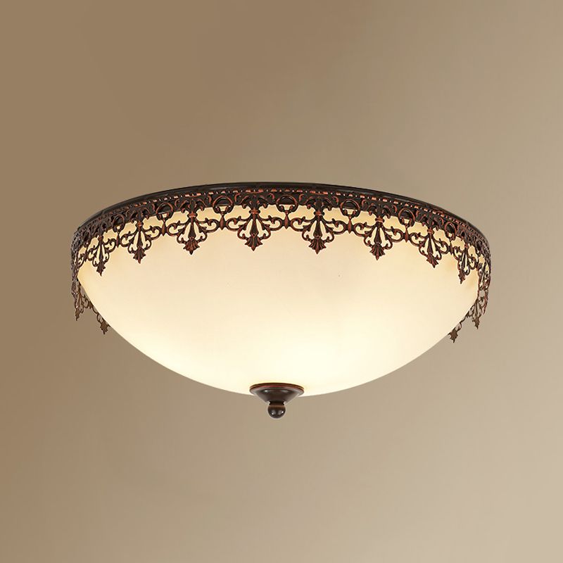 Glass Dome Flush Mount Light Fixture Traditional Living Room LED Ceiling Mount Lighting