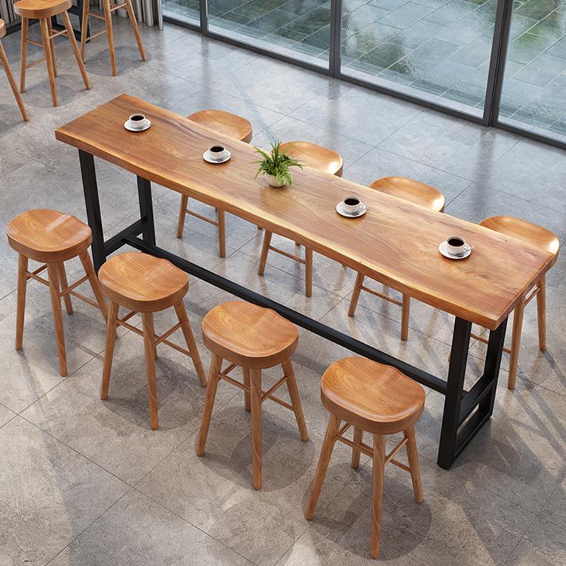 Modern 1/9 Pieces Bar Table Set Rectangle Wood Counter Table with Stools for Balcony