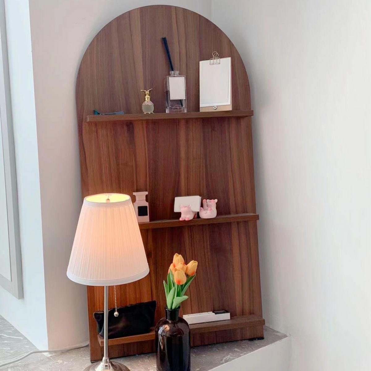 3-Shelf Wood Standard Bookshelf 43.3"H Contemporary Closed Back Bookshelf