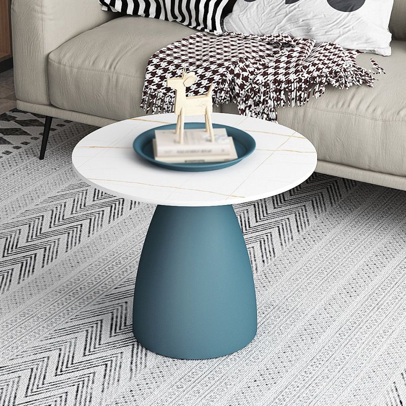 Modern Style White/black Top Rock Sheet Metal Craft Round Coffee Table