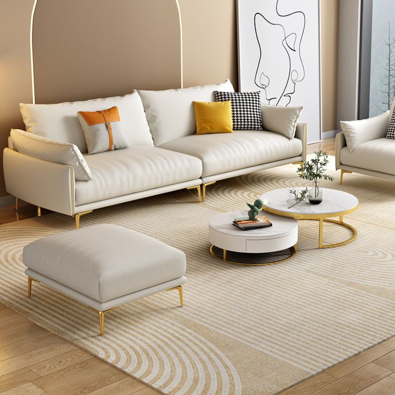 Pillow Top Arm Sofa Light Yellow Luxurious Sofa with Bolster Pillows