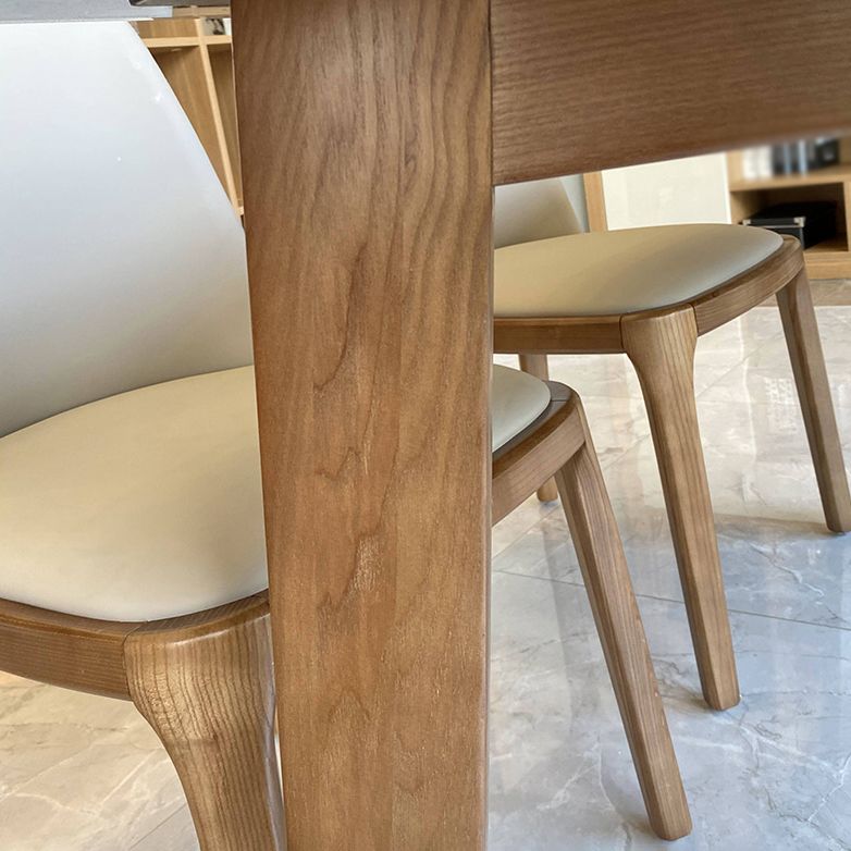 Mesa de comedor rectangular moderna, patas de madera maciza, mesa de cocina y comedor