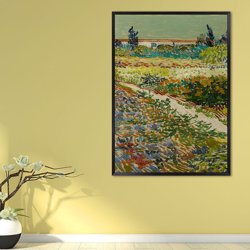 Green Farm Field Wall Art Van Gogh Farmhouse Textured Canvas Print for Home