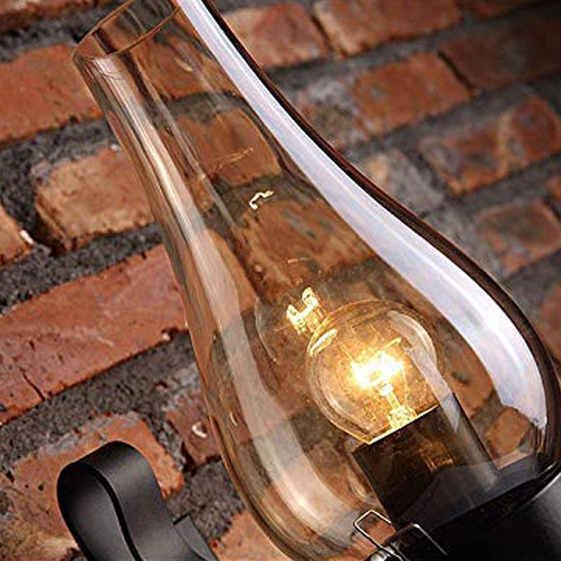 1 illuminazione in vetro cognac industriale nero con pale di candele leggera in nero con cavo plug-in