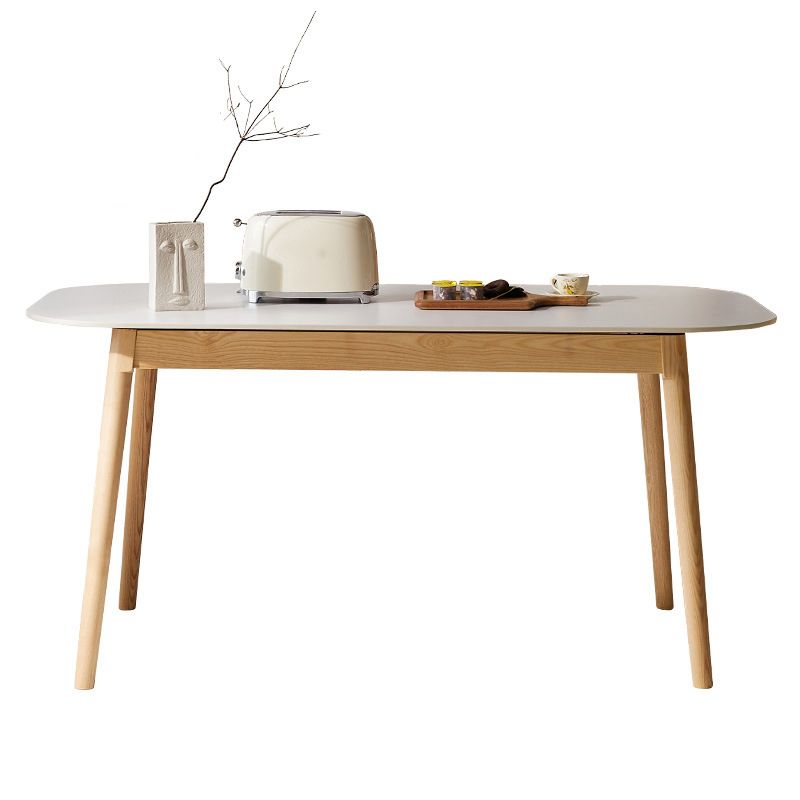 Modern Style Rectangle Table Sintered Stone Table with Wood Legs for Home