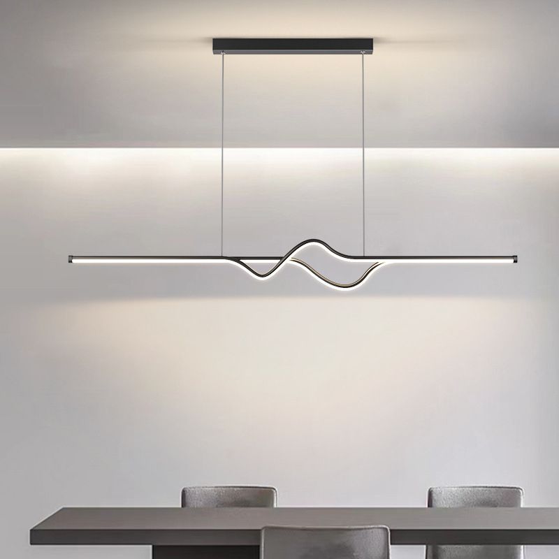 Linear Ceiling Pendant Minimalist Mental 1 Light Hanging Lamp