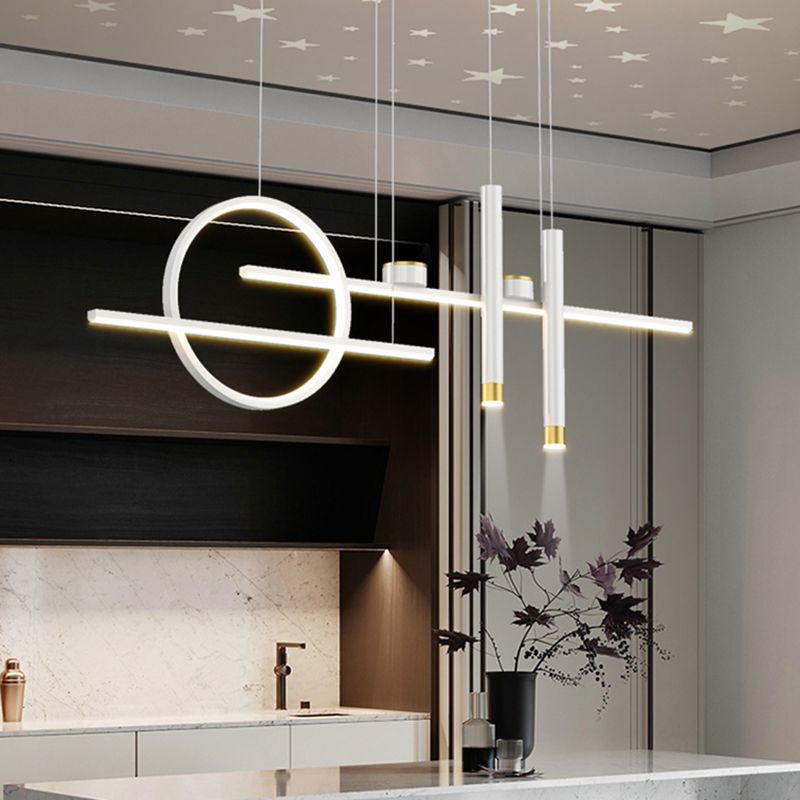 Cylinder Shape Island Lights Contemporary Style Metal 7 Light Island Lighting